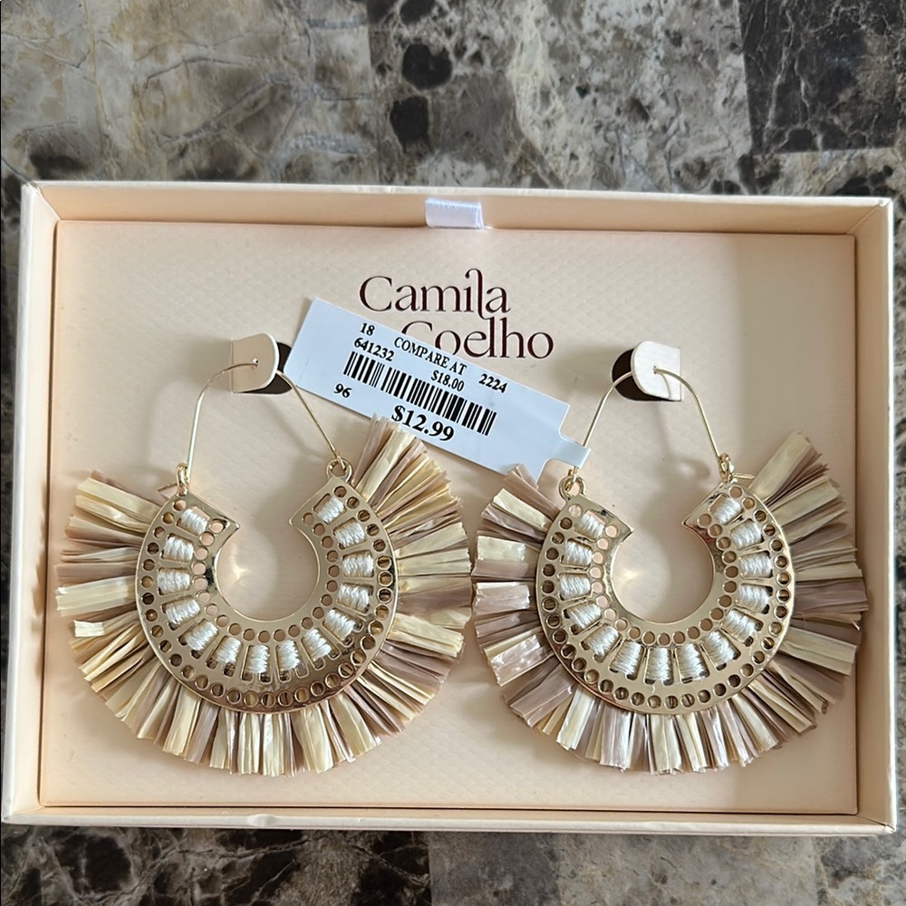 Camila Coelho Gold and Cream Sunburst Earrings